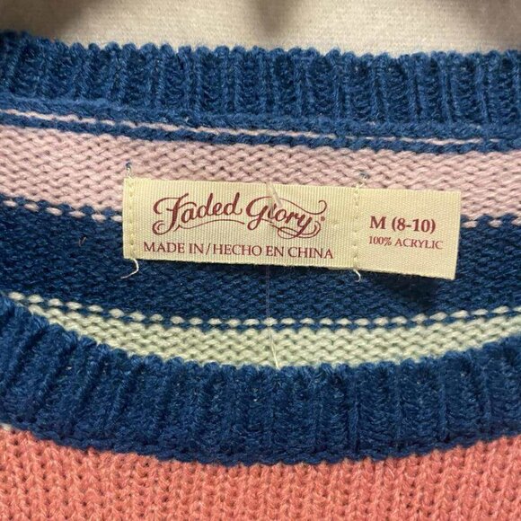 NWT Faded Glory Women's Striped Multi-Color Rainbow Sweater - Picture 4 of 6
